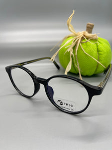 Blue Filter Lens Black Round Frame